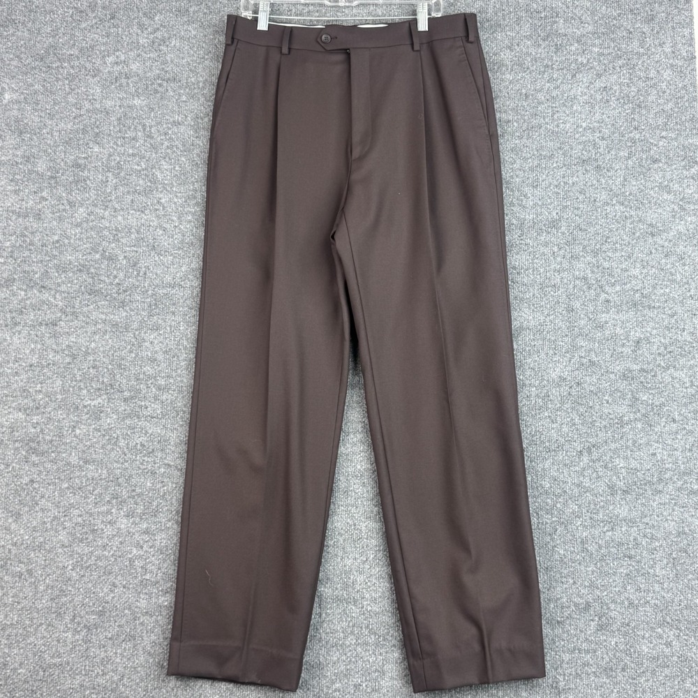 Suitsupply Wide Leg Trousers Pants Mens Brown 34x32 VBC Pure Wool Straight NWT